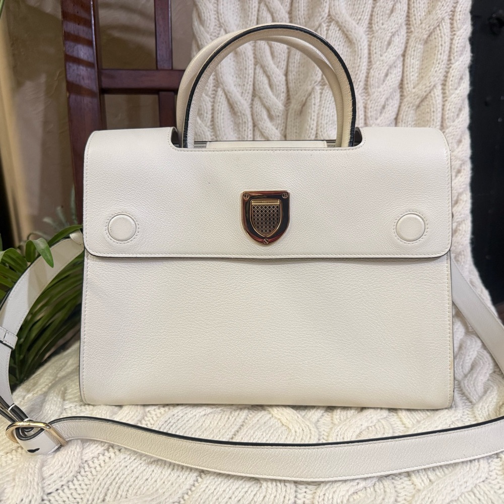 Dior Leather Diorever Shoulder and Crossbody Bag with Strap, Dust Bag, and COA
